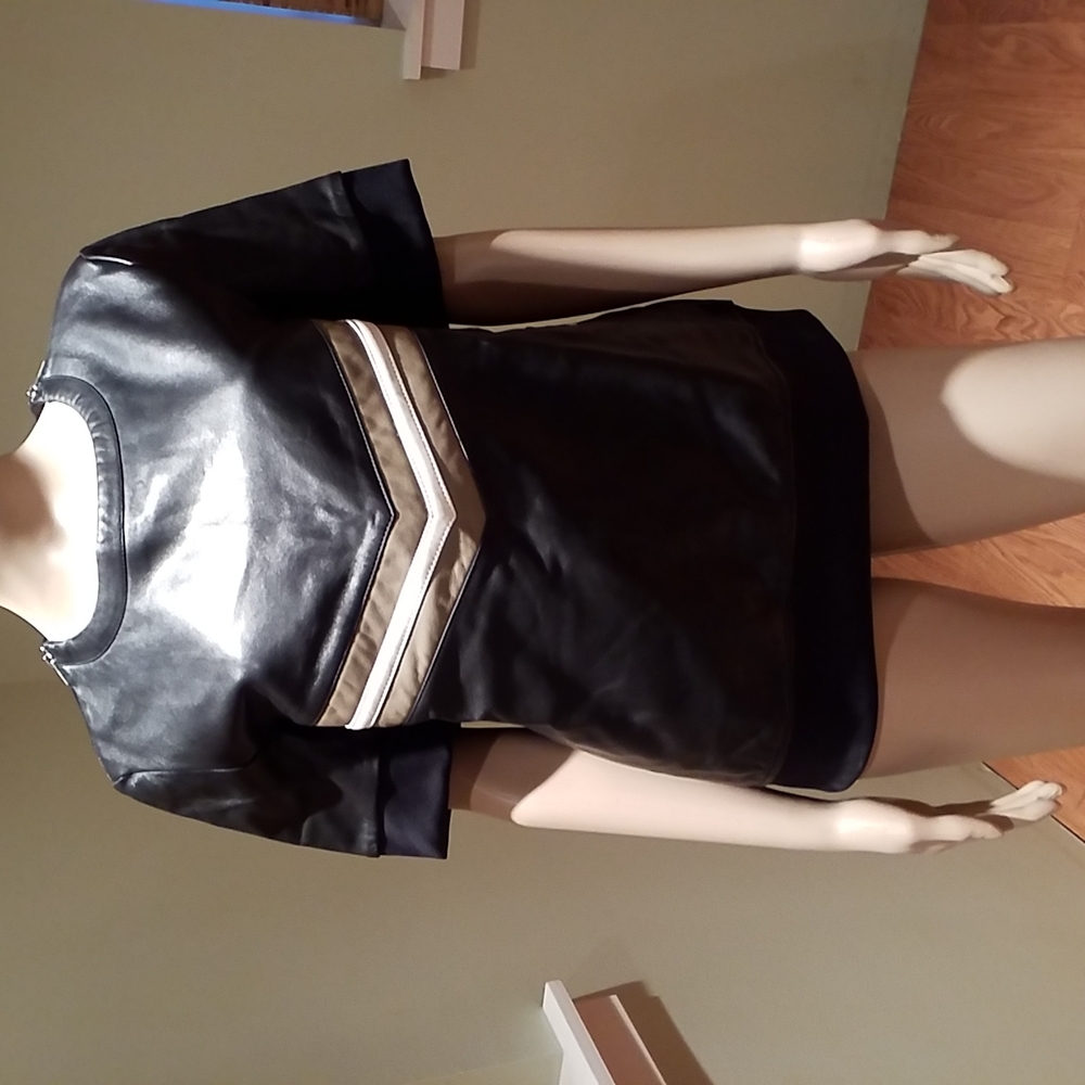 Rudsak Leather Short Sleeve Sweatshirt Zippers On Shoulders  Size L